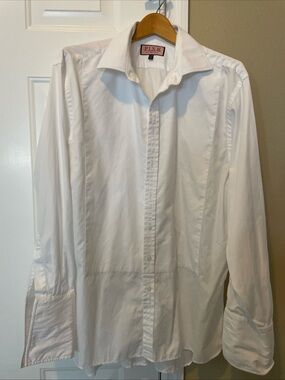 "Thomas Pink" Tuxedo White Men's Dress Shirt, XL